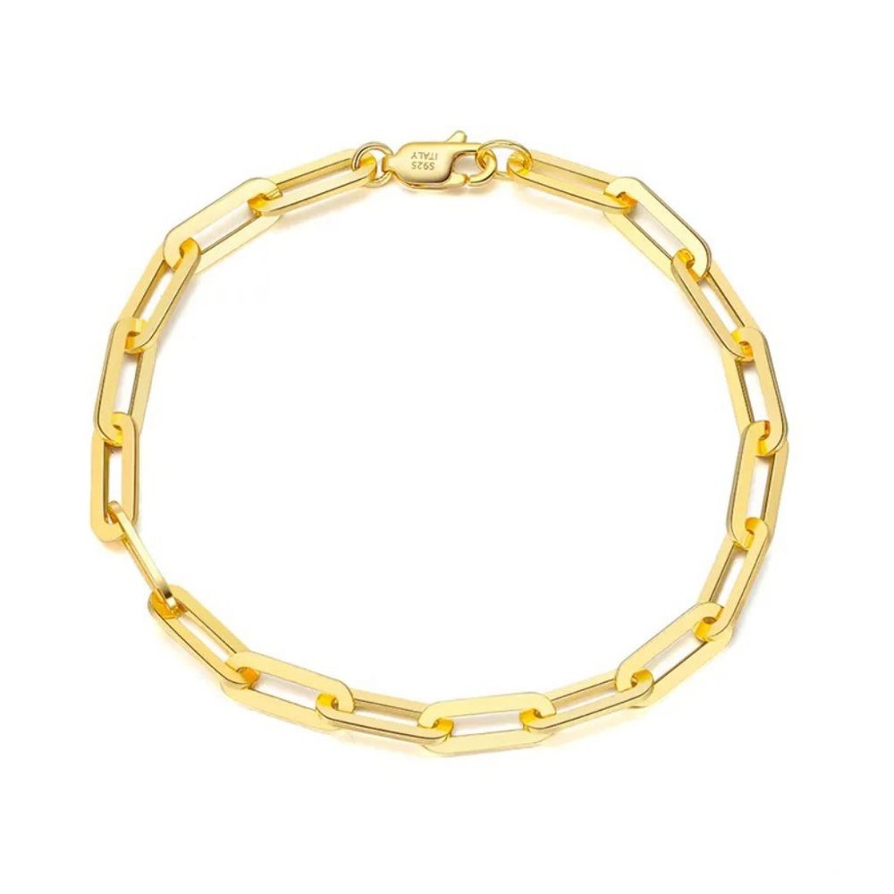 Paperclip link 18K Gold Plated Over 925 sterling silver Bracelet UNISEX
